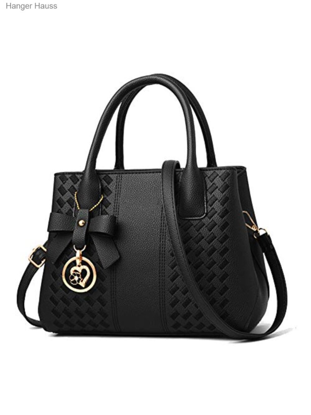 PU Leather Satchel Tote Handbag with Bow, Crossbody Shoulder Bag
